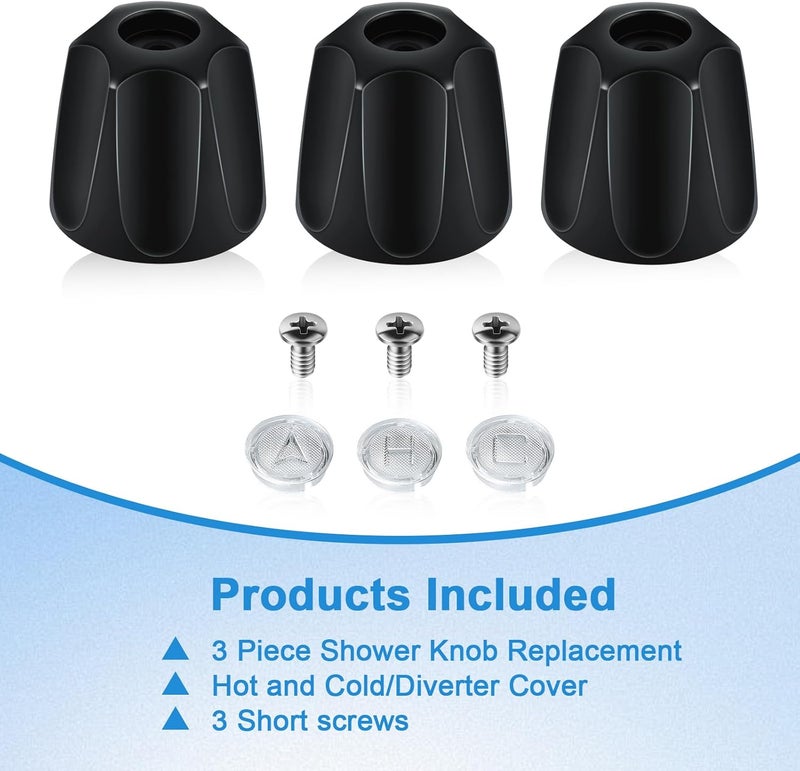 Coolfell Metal 3 Piece Black Shower Knob Replacement, Compatible with Price Pfister Verve and Tub/Shower Faucet Handle, 12 Point Broach Shower Knob, Height 2.35 in Width 2.35 in(Matte Black) - Image 4